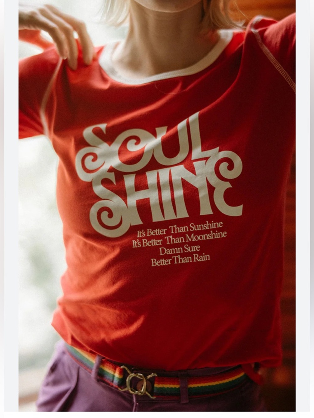 The Bee & The Fox Red 'Ringer “Soul Shine’’Tee - Retro Graphic Unisex